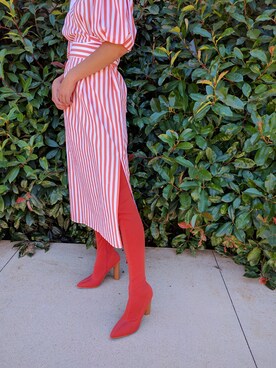 「stripes」｜「アイテム（シャツワンピース）」を使った、Nicole Lippmanさん（レディース・160cm）の夏コーディネート