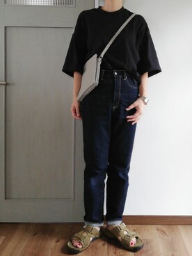 「ハイウエストストレートジーンズ」｜まいこさん（レディース・160cm）の夏コーディネート