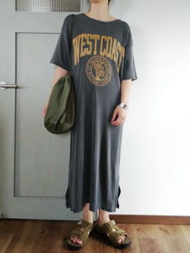 「BEAMS BOY（ビームスボーイ）のNAPRON / ミリタリー クレイジー ペイシェント バッグ（ハンドバッグ）」を使った、まいこさん（レディース・160cm）の夏コーディネート