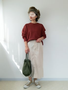 「BEAMS BOY（ビームスボーイ）のNAPRON / ミリタリー クレイジー ペイシェント バッグ（ハンドバッグ）」を使った、まいこさん（レディース・160cm）の秋コーディネート