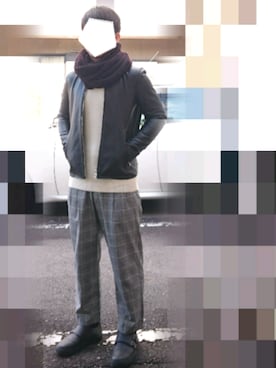 「タイトシルエット」｜「アイテム（ジャケット/アウター）」を使った、赤堂ちさほ さん（メンズ・161cm）の冬コーディネート