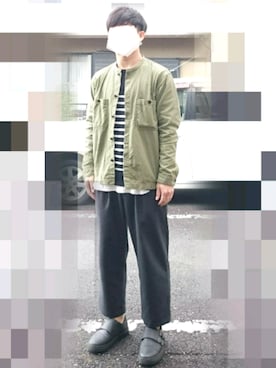 「マリン」｜「アイテム（ブルゾン）」を使った、赤堂ちさほ さん（メンズ・161cm）の春コーディネート