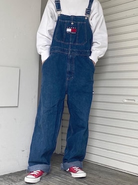 「TOMMY HILFIGER（トミーヒルフィガー）のアイテム（サロペット/オーバーオール）」を使った、SiN.さん（メンズ・170cm）の春コーディネート