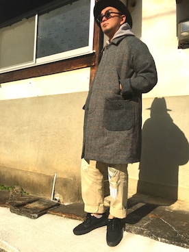 「MANUAL ALPHABET（マニュアル アルファベット）のアイテム（ステンカラーコート）」を使った、yutaka1979さん（メンズ・176cm）の秋コーディネート