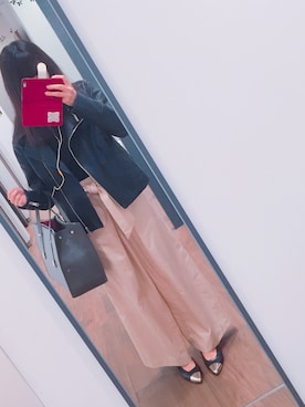 「AVAN LILY（アヴァンリリィ）のアイテム（ライダースジャケット）」を使った、minさん（レディース・157cm）の春コーディネート