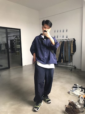 「ADER（アデル）のアイテム」を使った、馬家梁梁梁さん（メンズ・173cm）の夏コーディネート
