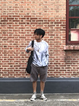 「アイテム（カーゴパンツ、イエロー系）」を使った、馬家梁梁梁さん（メンズ・173cm）の夏コーディネート