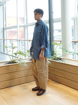 「日系极简」｜「アイテム（腕時計）」を使った、馬家梁梁梁さん（メンズ・168cm）の秋コーディネート
