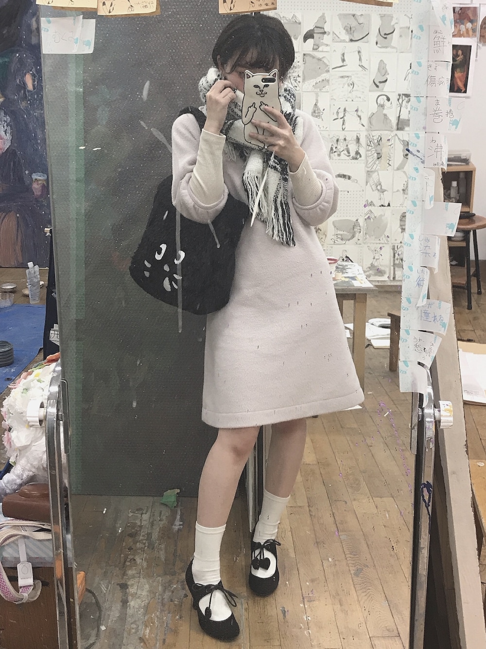 「Supreme.La.La.のアイテム（ワンピース/ドレス、ピンク系）」を使った、宝女走由さん（レディース・157cm）の秋コーディネートの1枚目の写真