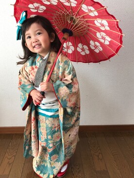「アイテム（浴衣）」を使った、Yuzu/Haruさん（キッズ・90cm）の冬コーディネート