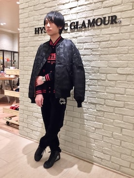 「HYSTERIC GLAMOUR（ヒステリックグラマー）のアイテム（MA-1）」を使った、RYUさん（メンズ・172cm）の冬コーディネート