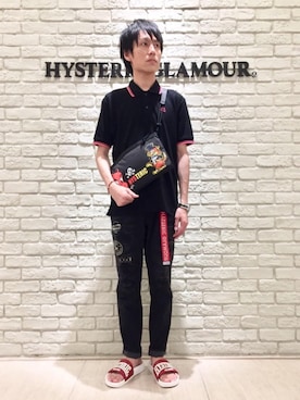 「黒×ピンク」｜「アイテム（アクセサリー）」を使った、RYUさん（メンズ・172cm）の夏コーディネート