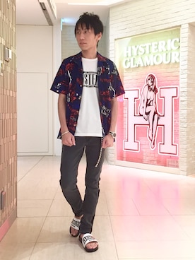 「スタッズベルト」｜「アイテム（アクセサリー）」を使った、RYUさん（メンズ・172cm）の夏コーディネート