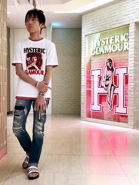 「スタッズベルト」｜「アイテム（アクセサリー）」を使った、RYUさん（メンズ・172cm）の夏コーディネート