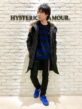 「ボーダーニット」｜「アイテム（チノパンツ）」を使った、RYUさん（メンズ・172cm）の冬コーディネート