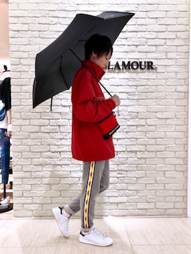 「HYSTERIC GLAMOUR（ヒステリックグラマー）のアイテム（折りたたみ傘）」を使った、RYUさん（メンズ・172cm）の春コーディネート