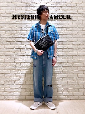「半袖シャツ」｜「アイテム（PC・スマホグッズ/家電）」を使った、RYUさん（メンズ・172cm）の春コーディネート