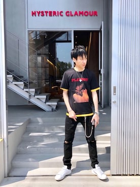 「黒×黄色」｜「アイテム（財布/小物）」を使った、RYUさん（メンズ・172cm）の夏コーディネート