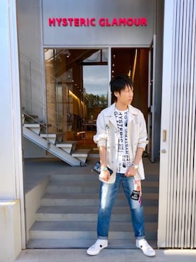 「アイテム（バングル/リストバンド、ブルー系）」を使った、RYUさん（メンズ・172cm）の夏コーディネート