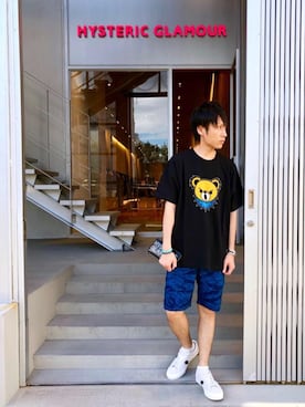 「迷彩柄」｜「アイテム（財布/小物）」を使った、RYUさん（メンズ・172cm）の夏コーディネート