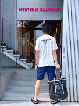 「迷彩柄」｜「アイテム（財布/小物）」を使った、RYUさん（メンズ・172cm）の夏コーディネート