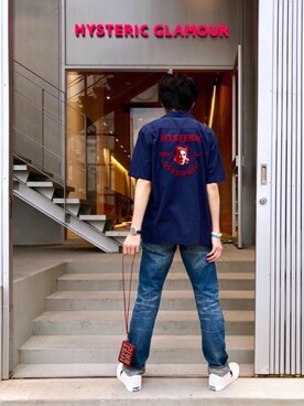 「アイテム（財布、レッド系）」を使った、RYUさん（メンズ・172cm）の夏コーディネート