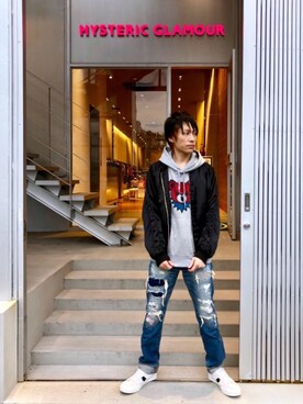 「80s」｜「アイテム（スカジャン）」を使った、RYUさん（メンズ・172cm）の秋コーディネート