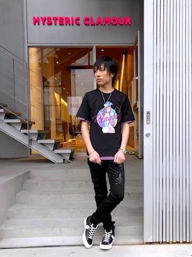 ネックレスを使った 黒 紫 のメンズ人気ファッションコーディネート Wear ネックレスを使った 黒 紫 のメンズ人気ファッションコーディネート Wear