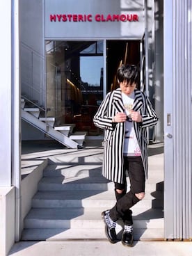 「ロングジャケット」｜「アイテム（ブーツ）」を使った、RYUさん（メンズ・172cm）の春コーディネート