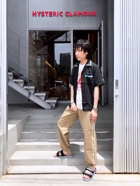 「アイテム（バングル/リストバンド、ブルー系）」を使った、RYUさん（メンズ・172cm）の夏コーディネート