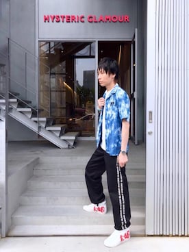 「アイテム（バングル/リストバンド、ブルー系）」を使った、RYUさん（メンズ・172cm）の夏コーディネート