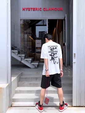 「アイテム（財布、レッド系）」を使った、RYUさん（メンズ・172cm）の夏コーディネート