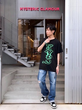 「アイテム（バングル/リストバンド、ブルー系）」を使った、RYUさん（メンズ・172cm）の夏コーディネート