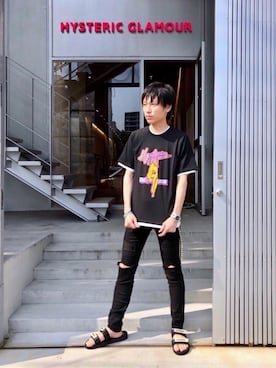 「アイテム（バングル/リストバンド、ブルー系）」を使った、RYUさん（メンズ・172cm）の夏コーディネート