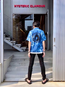 「アイテム（バングル/リストバンド、ブルー系）」を使った、RYUさん（メンズ・172cm）の夏コーディネート