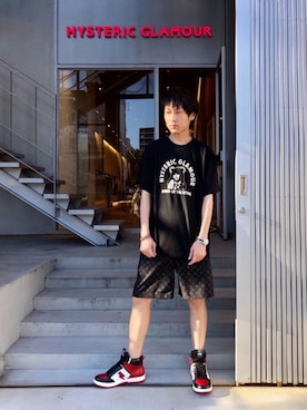 「アイテム（バングル/リストバンド、レッド系）」を使った、RYUさん（メンズ・172cm）の夏コーディネート