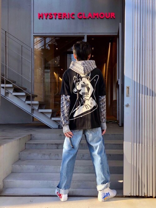 HYSTERIC GLAMOUR GUITAR GIRL T デニム風　美品 HYSTERIC GLAMOUR GUITAR GIRL T デニム風 美品