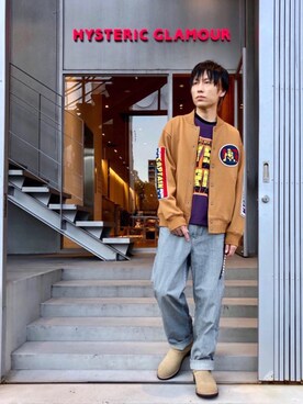 「ヒッコリー」｜「アイテム（その他アウター）」を使った、RYUさん（メンズ・172cm）の秋コーディネート