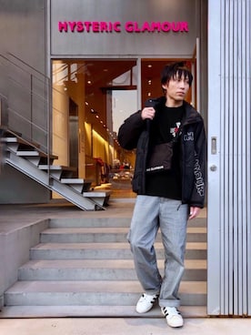 「ペインターパンツ」｜「アイテム（ナイロンジャケット）」を使った、RYUさん（メンズ・172cm）の冬コーディネート