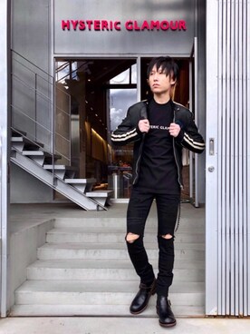 「ロックコーデ」｜「アイテム（その他アウター）」を使った、RYUさん（メンズ・172cm）の冬コーディネート