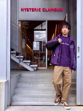 「ペインターパンツ」｜「アイテム（ナイロンジャケット）」を使った、RYUさん（メンズ・172cm）の冬コーディネート