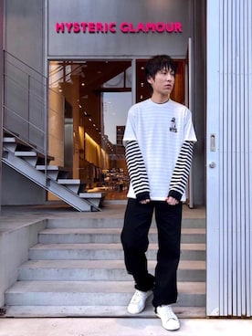 白黒ボーダー のメンズ人気ファッションコーディネート Wear