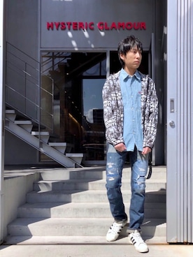 パッチワークリメイク スリムストレートデニムパンツを使ったショップ