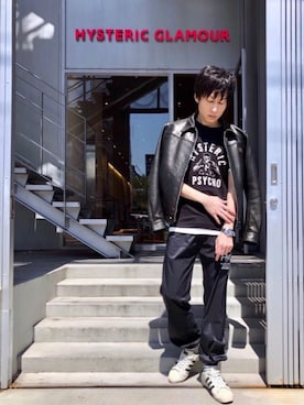 「ロックコーデ」｜「アイテム（その他アウター）」を使った、RYUさん（メンズ・172cm）の春コーディネート