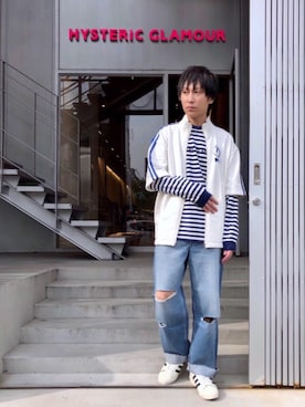 「ロンt」｜「アイテム（ジャージ）」を使った、RYUさん（メンズ・172cm）の春コーディネート