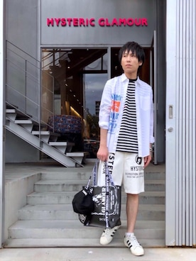 「HYSTERIC GLAMOUR（ヒステリックグラマー）のHYS WHISKY柄 刺繍キャップ（キャップ）」を使った、RYUさん（メンズ・172cm）の春コーディネート