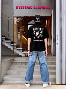 「HYSTERIC GLAMOUR（ヒステリックグラマー）のHYS WHISKY柄 刺繍キャップ（キャップ）」を使った、RYUさん（メンズ・172cm）の夏コーディネート