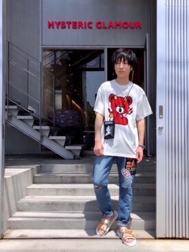 「リメイクデニム」｜「アイテム（PC・スマホグッズ/家電）」を使った、RYUさん（メンズ・172cm）の夏コーディネート