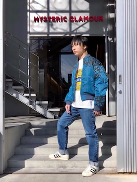 「HYSTERIC GLAMOUR（ヒステリックグラマー）のアイテム（MA-1）」を使った、RYUさん（メンズ・172cm）の秋コーディネート