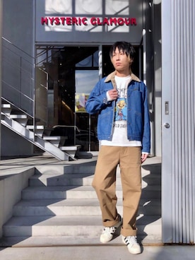 「ロンt」｜「アイテム（デニムジャケット）」を使った、RYUさん（メンズ・172cm）の秋コーディネート